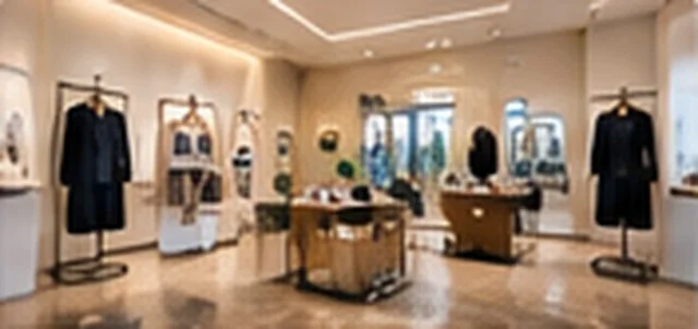 Clean boutique retail store floor and displays