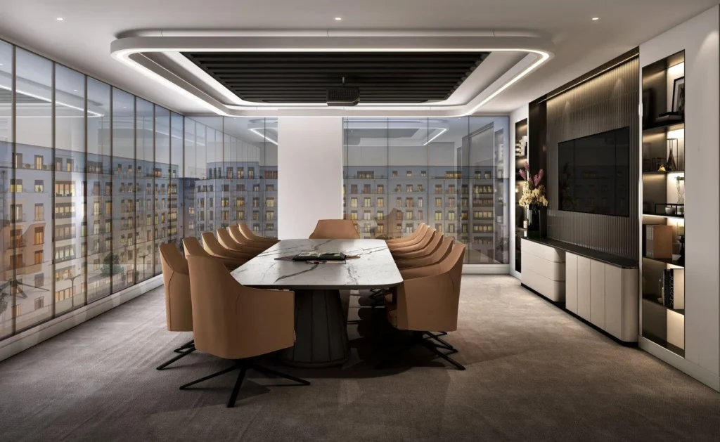Clean, presentation-ready conference room