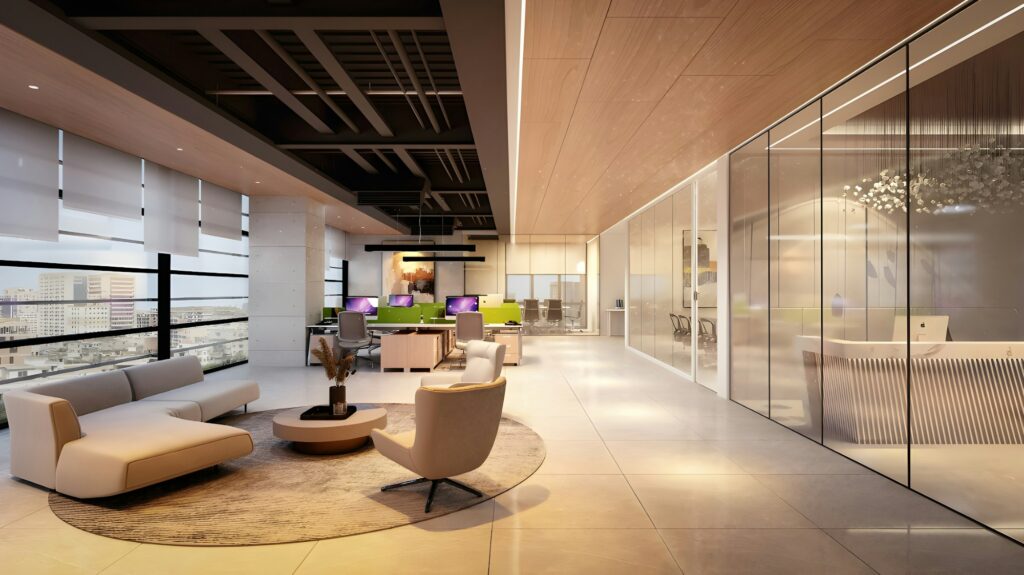 Modern office lounge area