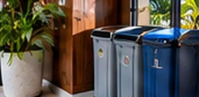 Restaurant trash and recycling bins