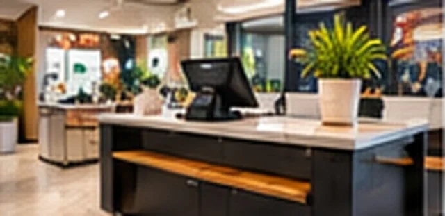 Clean retail checkout counter