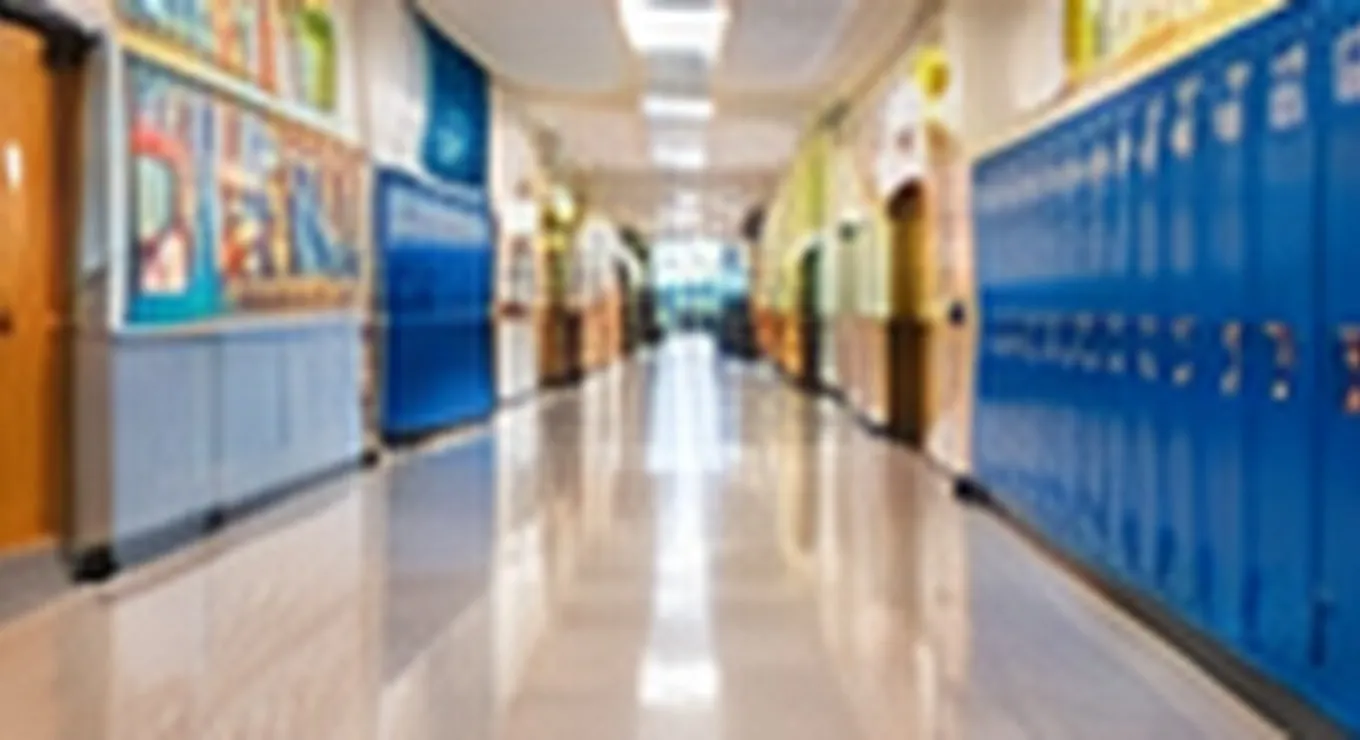 Clean school hallway with lockers